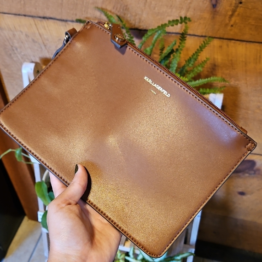 Karl Lagerfeld Tan Leather Pouch